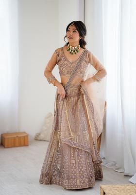 Multicolor Embellished Georgette Lehenga Set