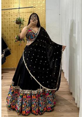 Multicolor Embellished Net Lehenga Set