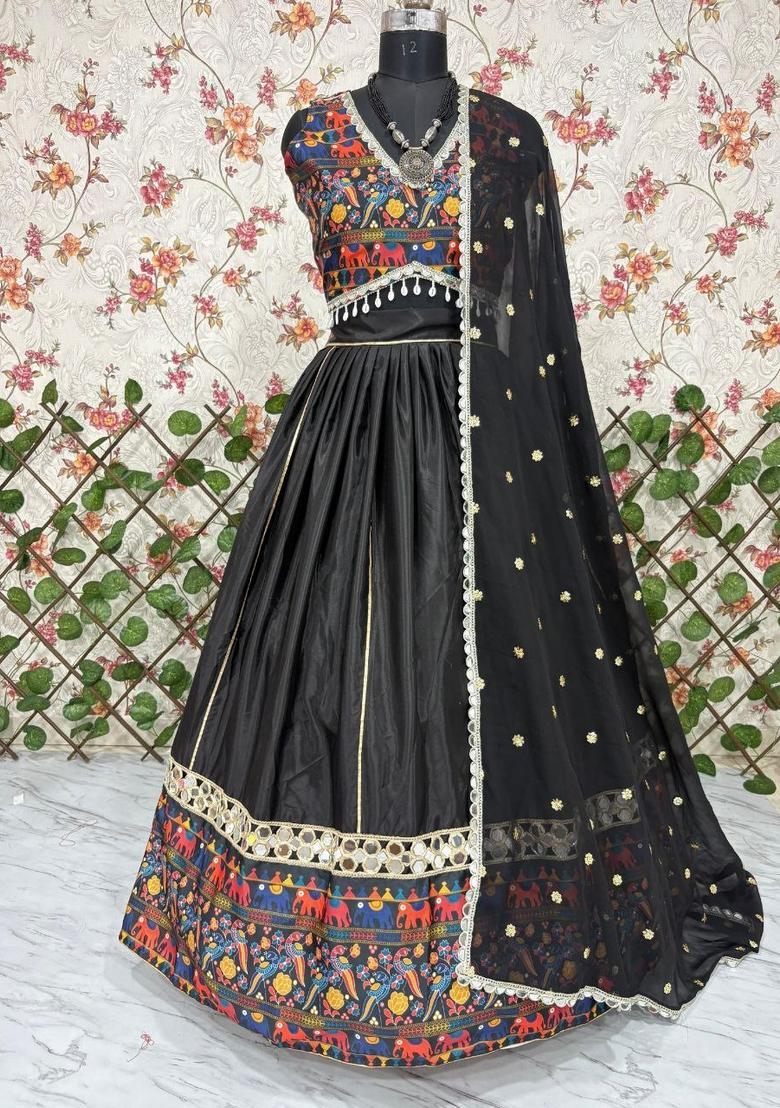 Multicolor Embellished Net Lehenga Set - Indya