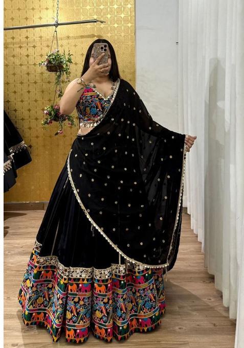 Multicolor Embellished Net Lehenga Set