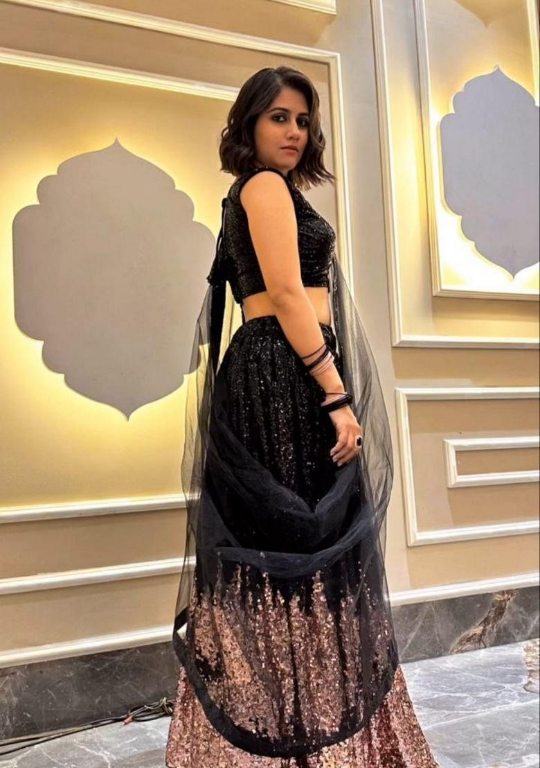 Multicolor Embellished Georgette Lehenga Set - Indya