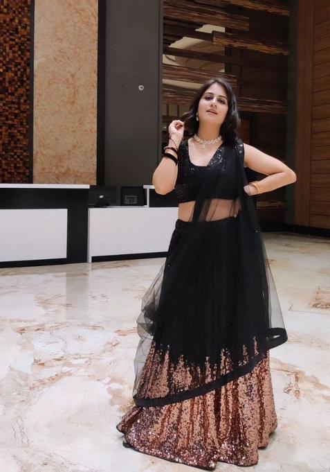 Multicolor Embellished Georgette Lehenga Set