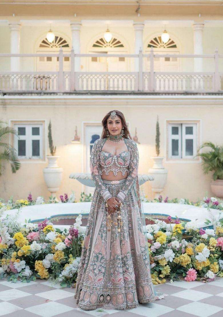 Multicolor Embellished Silk Blend Lehenga Set for Diwali and Festive Wear - Indya