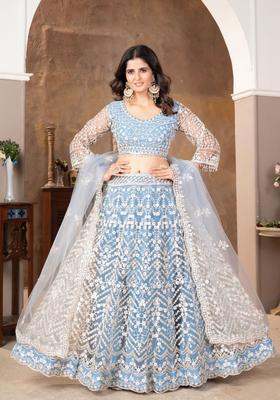 Multicolor Embellished Net Lehenga Set