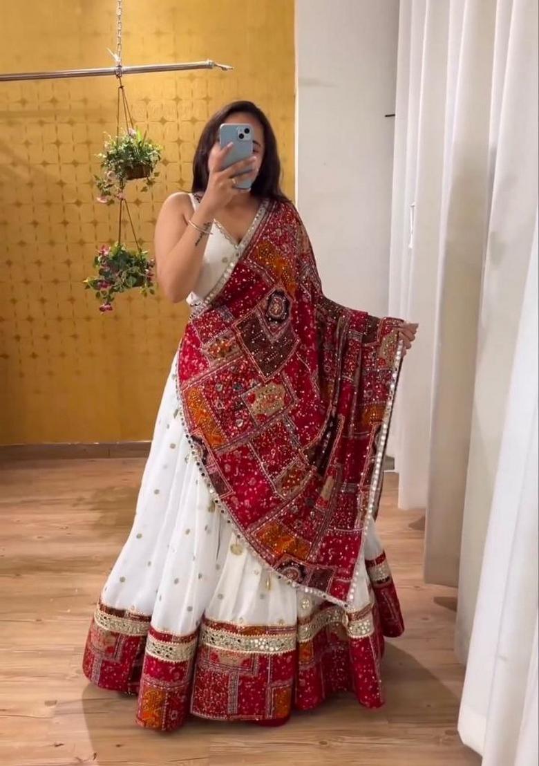 Multicolor Embellished Georgette Lehenga Set - Indya