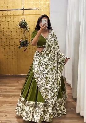 Multicolor Embellished Silk Lehenga Set