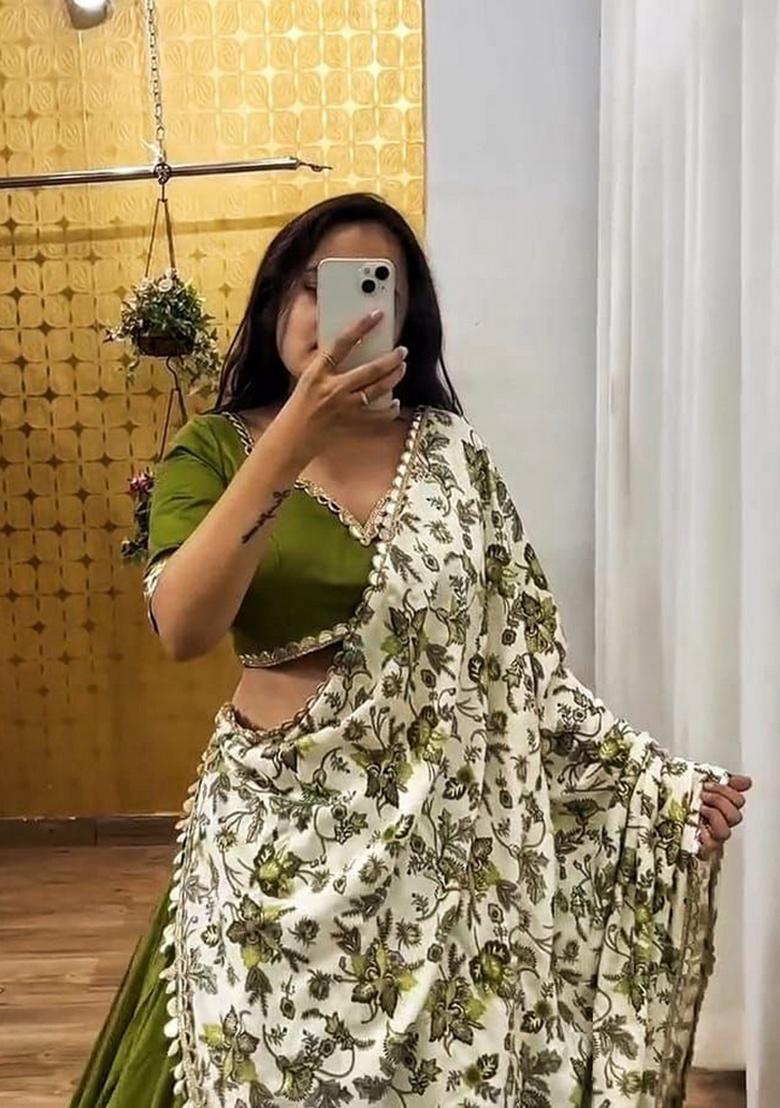 Multicolor Embellished Silk Lehenga Set - Indya