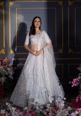 Multicolor Embellished Georgette Lehenga Set