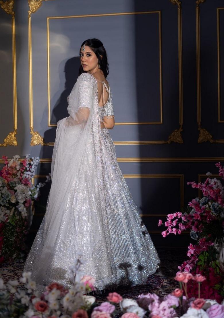 Multicolor Embellished Georgette Lehenga Set - Indya