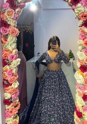 Multicolor Embellished Silk Lehenga Set