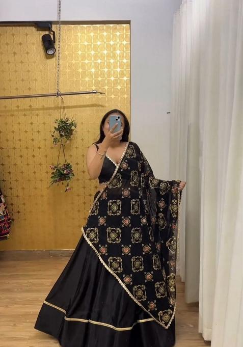 Multicolor Embellished Silk Lehenga Set