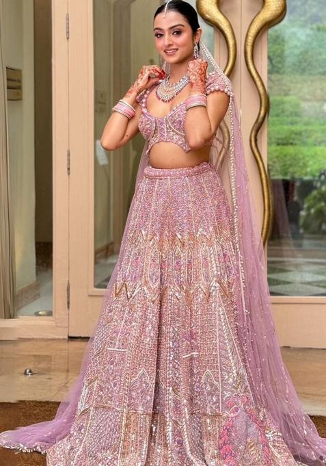Multicolor Embellished Silk Lehenga Set