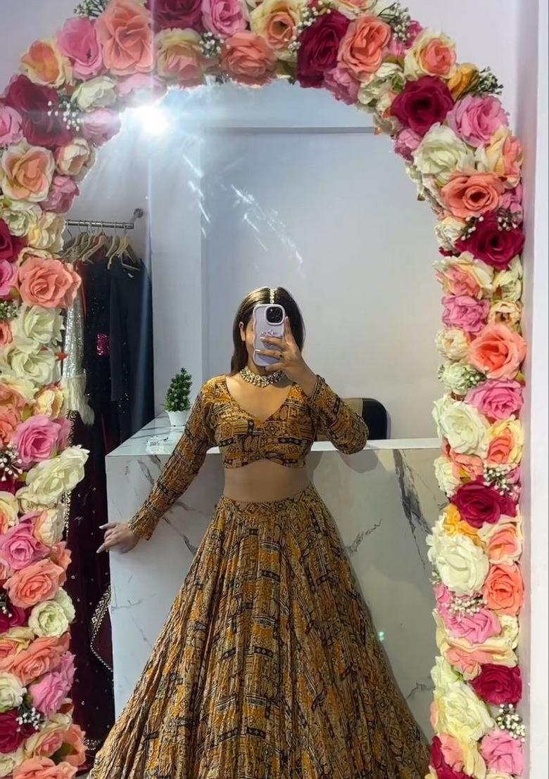 Multicolor Embellished Silk Lehenga Set - Indya