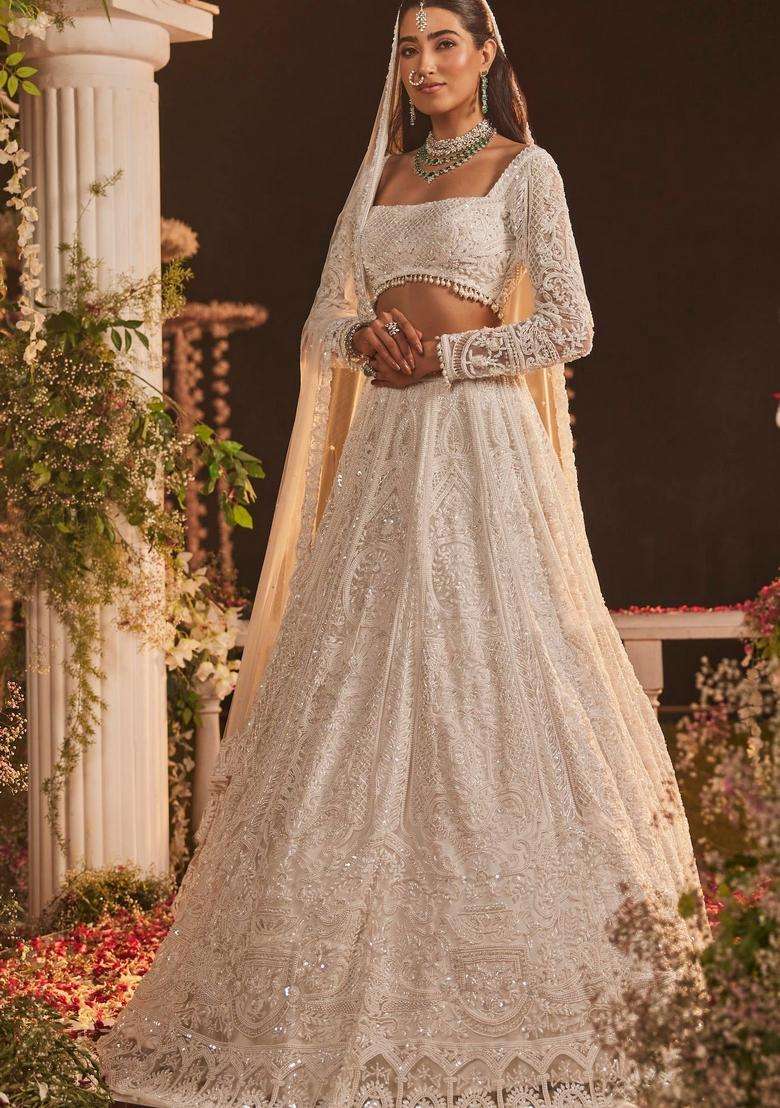 Multicolor Embellished Net Lehenga Set for Diwali and Festive Wear - Indya