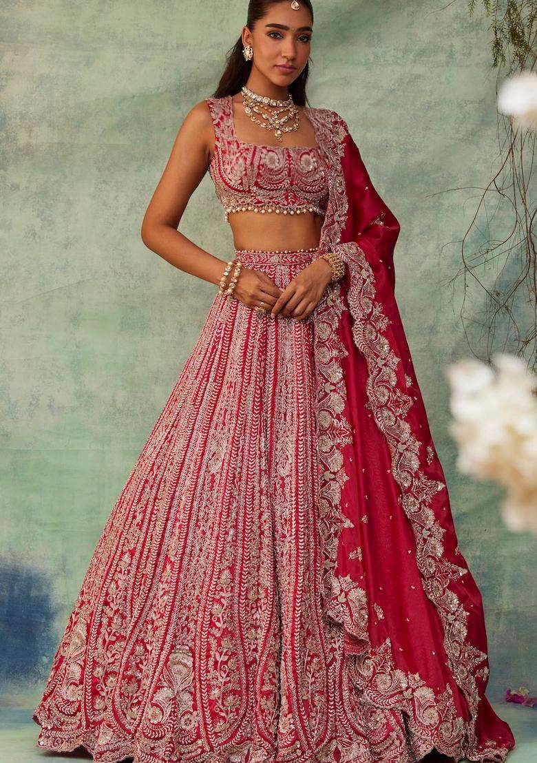 Multicolor Embellished Silk Blend Lehenga Set for Diwali and Festive Wear - Indya