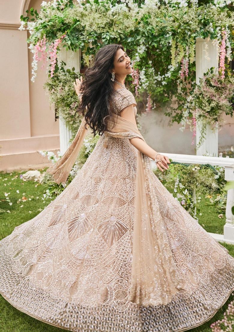 Multicolor Embellished Net Lehenga Set - Indya