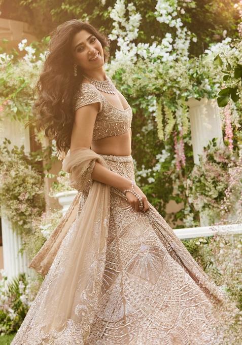 Multicolor Embellished Net Lehenga Set