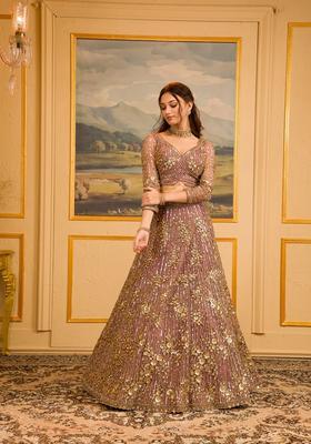 Multicolor Embellished Georgette Lehenga Set