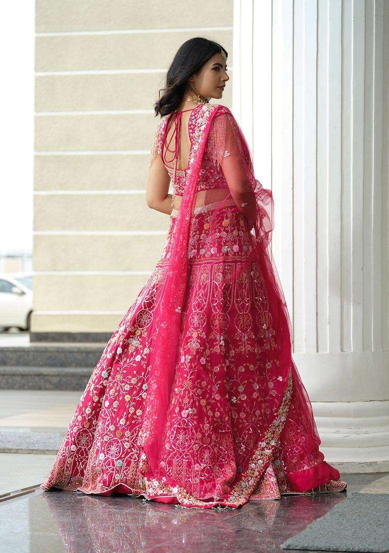 Multicolor Embellished Silk Blend Lehenga Set for Diwali and Festive Wear - Indya