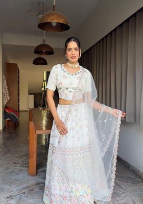 Multicolor Embellished Georgette Lehenga Set