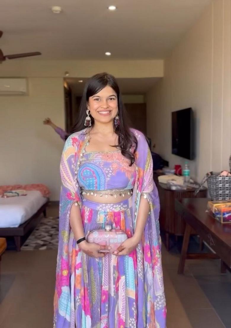 Multicolor Embellished Silk Lehenga Set - Indya