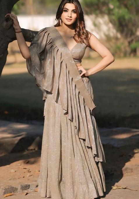 Multicolor Embellished Silk Lehenga Set