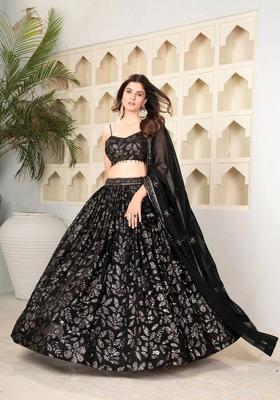 Multicolor Embellished Georgette Lehenga Set