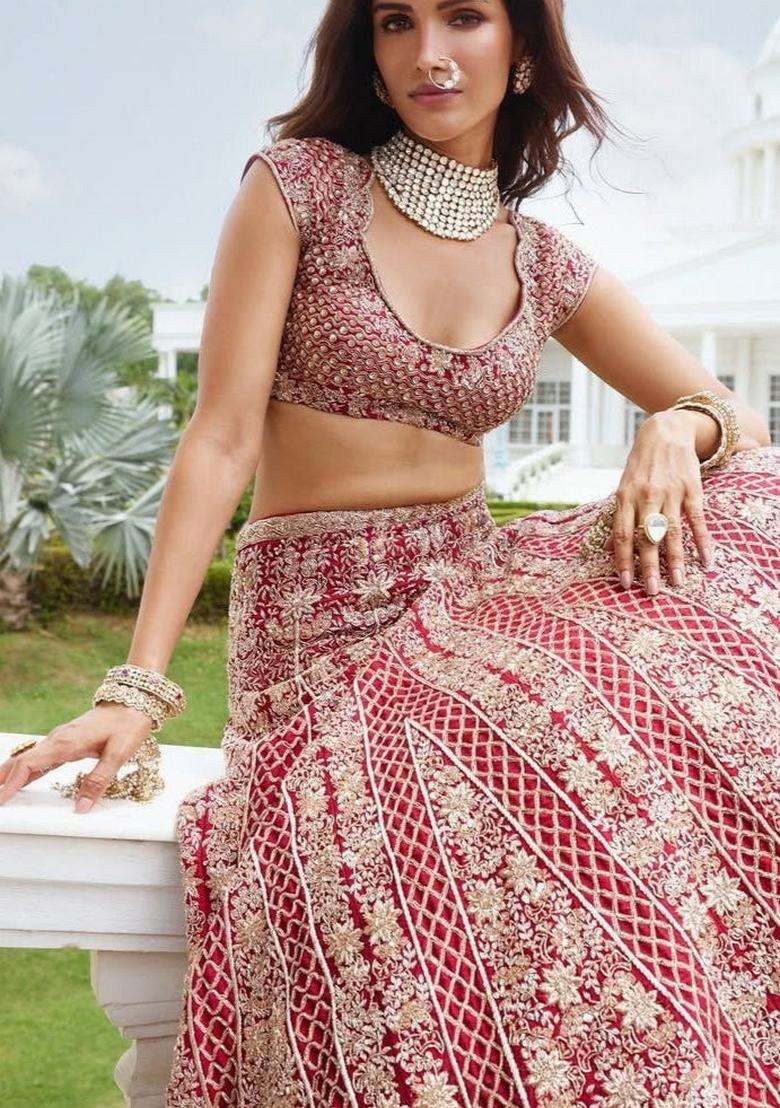 Multicolor Embellished Satin Lehenga Set for Diwali | Wedding & Festive Wear - Indya