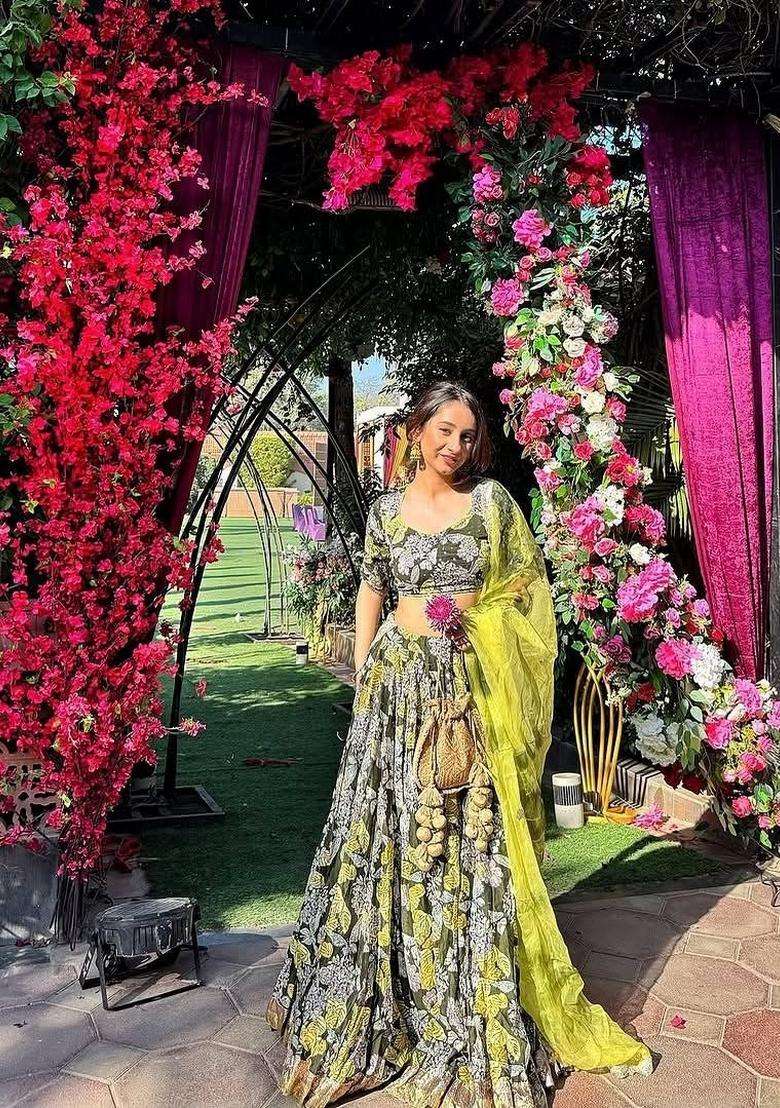Multicolor Embellished Silk Blend Lehenga Set for Diwali and Festive Wear - Indya