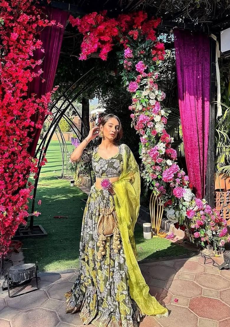 Multicolor Embellished Silk Lehenga Set - Indya