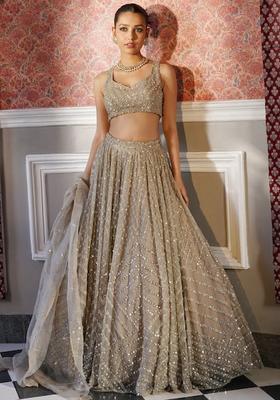 Multicolor Embellished Silk Blend Lehenga Set