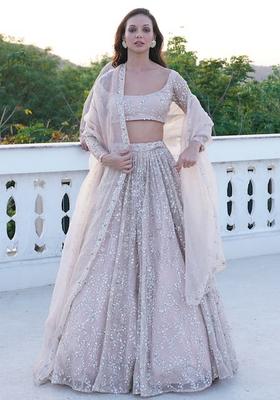 Multicolor Embellished Silk Lehenga Set