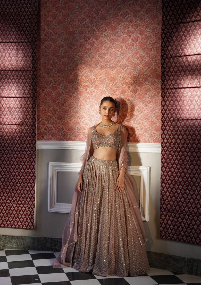 Multicolor Embellished Georgette Lehenga Set - Indya