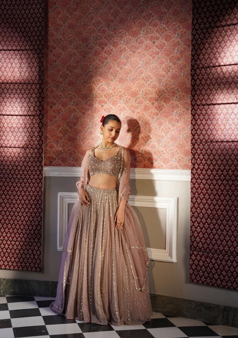 Multicolor Embellished Georgette Lehenga Set - Indya