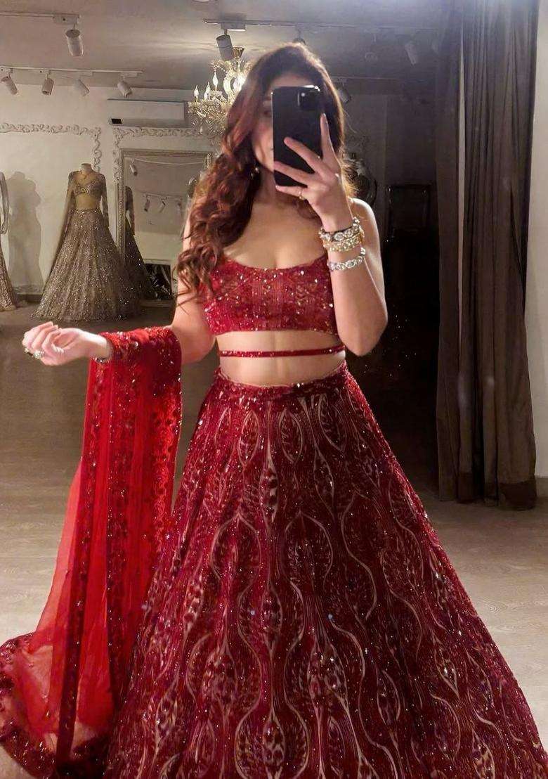 Multicolor Embellished Net Lehenga Set for Diwali | Wedding & Festive Wear - Indya