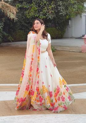 Multicolor Embellished Silk Lehenga Set