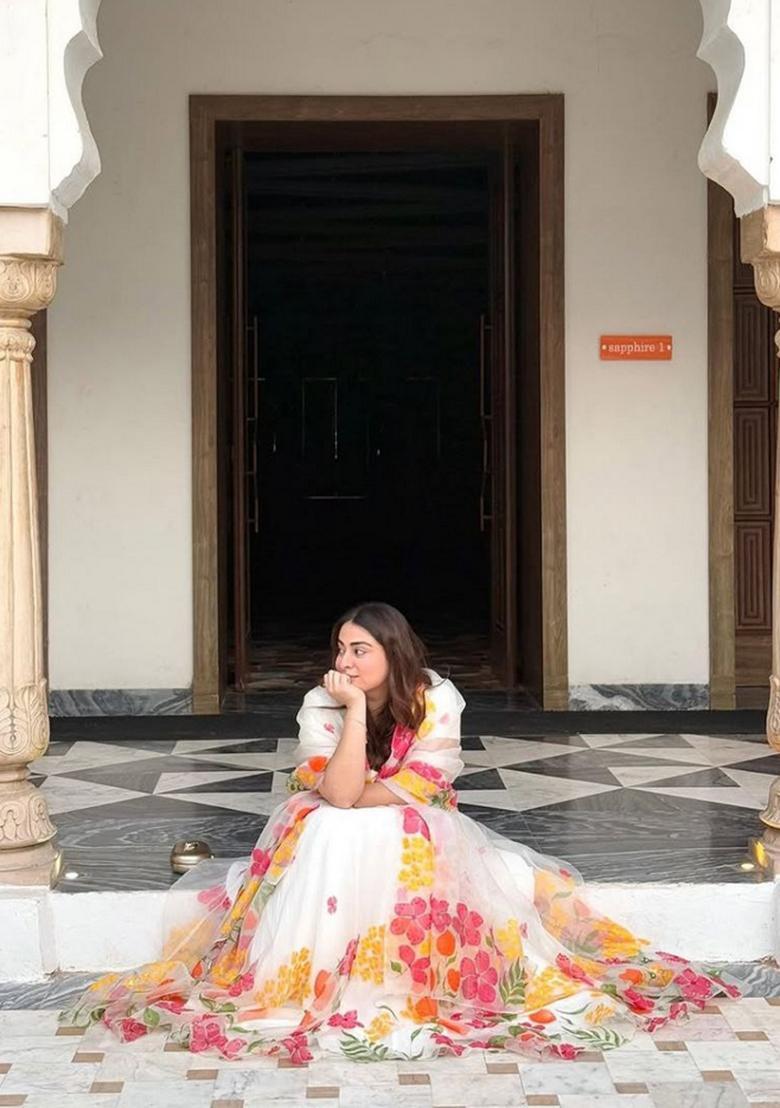 Multicolor Embellished Silk Lehenga Set - Indya