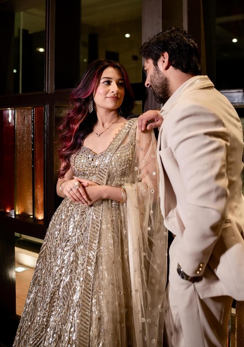 Multicolor Embellished Silk Lehenga Set - Indya