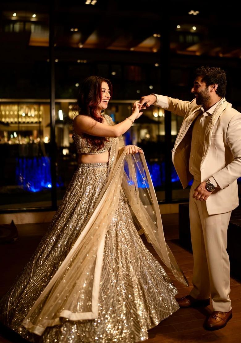 Multicolor Embellished Silk Lehenga Set - Indya