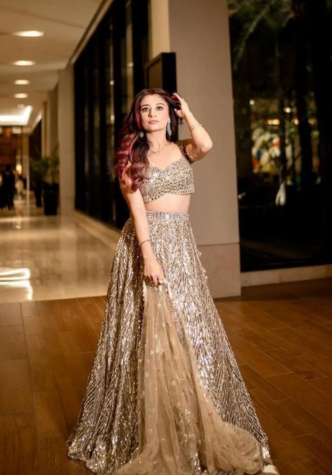 Multicolor Embellished Silk Lehenga Set