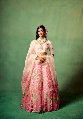 Multicolor Embellished Silk Lehenga Set