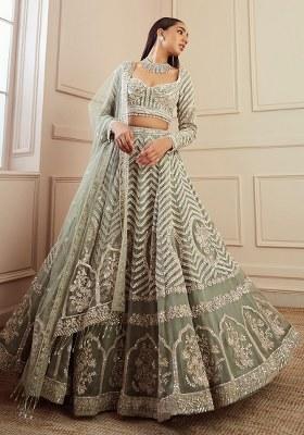 Pista Embroidered Georgette Lehenga Set