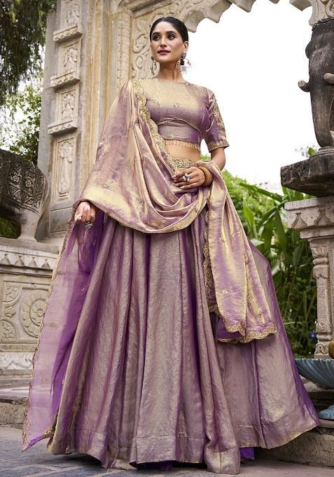 Lavender Embroidered Fendi Lehenga Set