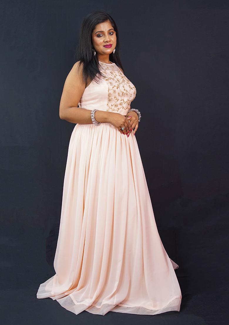 Pink Embellished Satin Lahenga - Indya