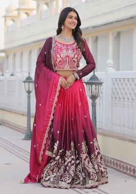 Multicolor Embroidery Georgette Lehenga Set