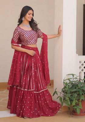 Rani Pink Embroidery Georgette Lehenga Set