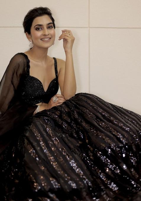 Black Embroidered Georgette Lehenga Set