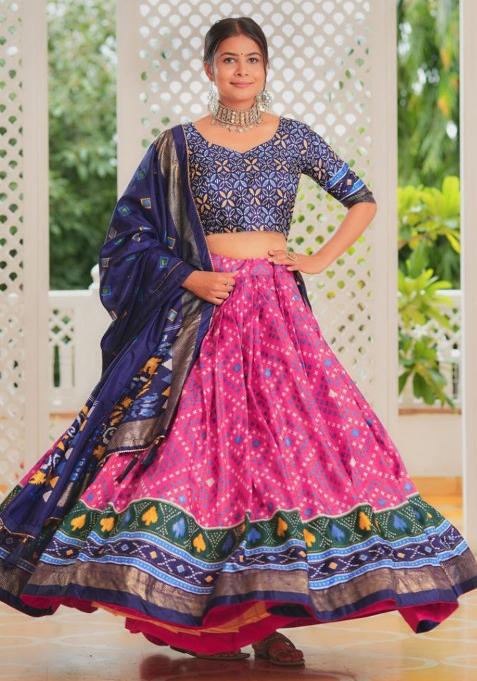 Purple Embroidered Silk Lehenga Set