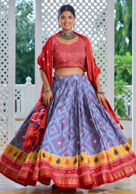 Red Embroidered Silk Lehenga Set