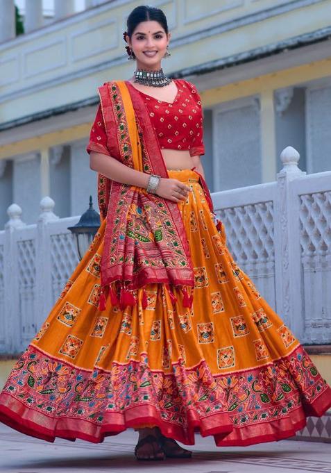 Yellow Embroidered Silk Lehenga Set